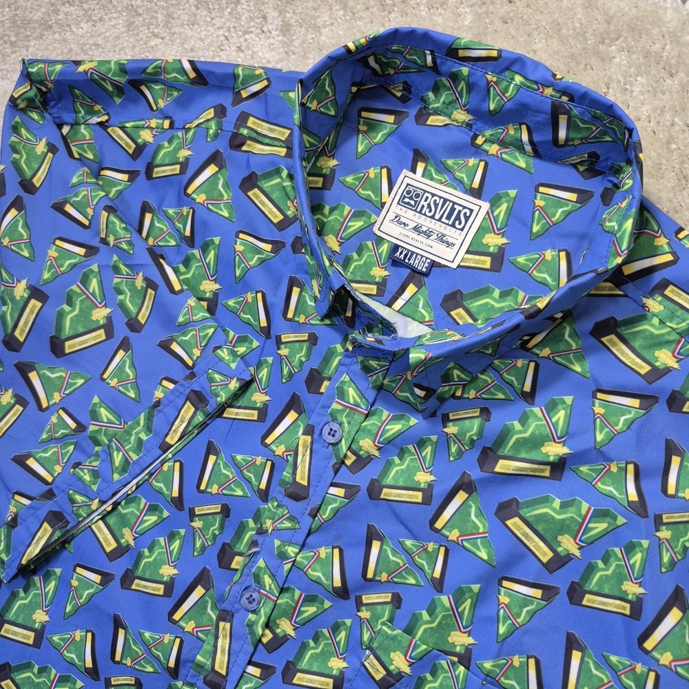 RSVLTS Shirt Mens 2XL Nickelodeon GUTS Aggro Crag Blue AOP 90s TV Nostalgia